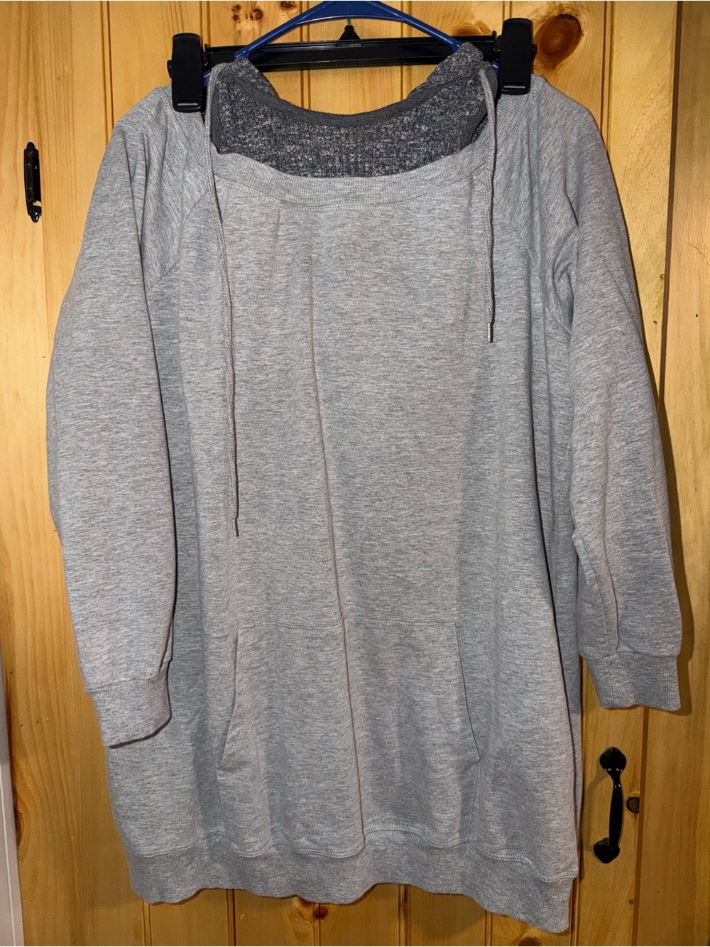 Signature Weekend Women’s Grey Off the Shoulder Hoodie- Size Large